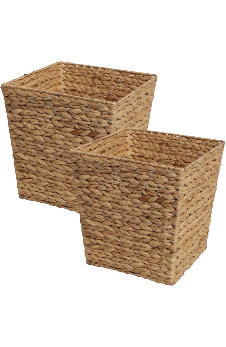HAPPIMESS Theo Handwoven Water Hyacinth 4.8-Gallon Tapered Square Wicker Watebasket, Main, color, Natural