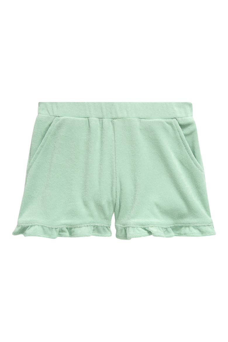 Kids' Ruffle Hem Terry Cloth Shorts, Main, color, PISTACHIO GREEN