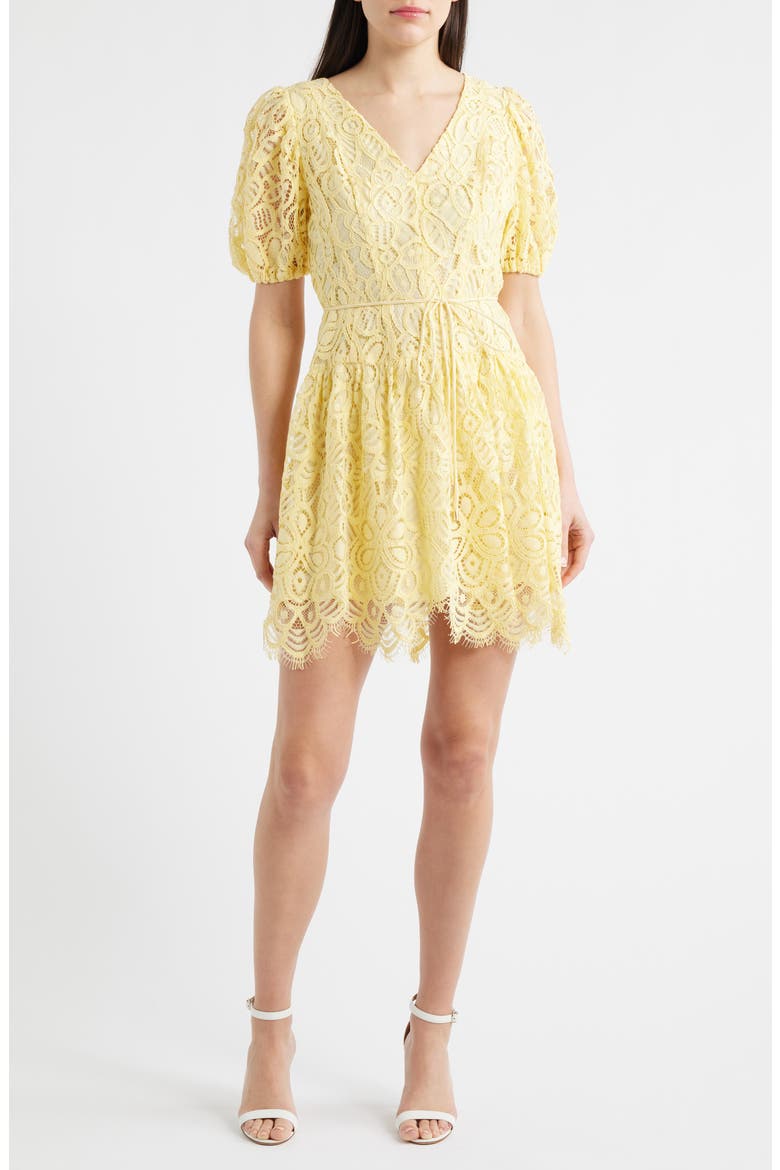 Lace Minidress, Main, color, DAFFODIL