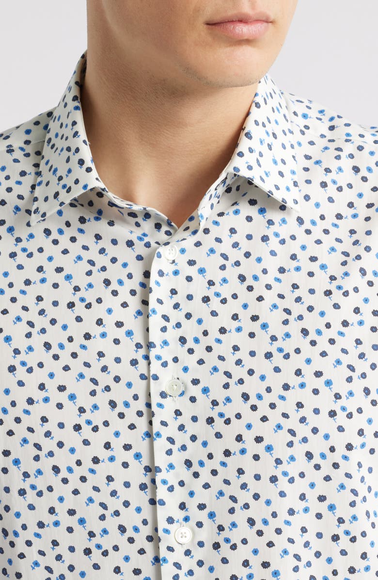Paul Smith London Tailored Fit Floral Organic Cotton Dress Shirt, Alternate, color, White