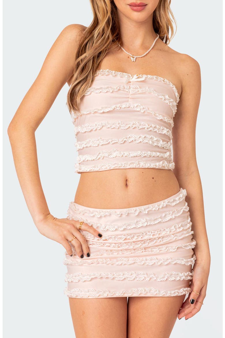 Izzy Ruffle Lace Tube Top, Main, color, LIGHT-PINK