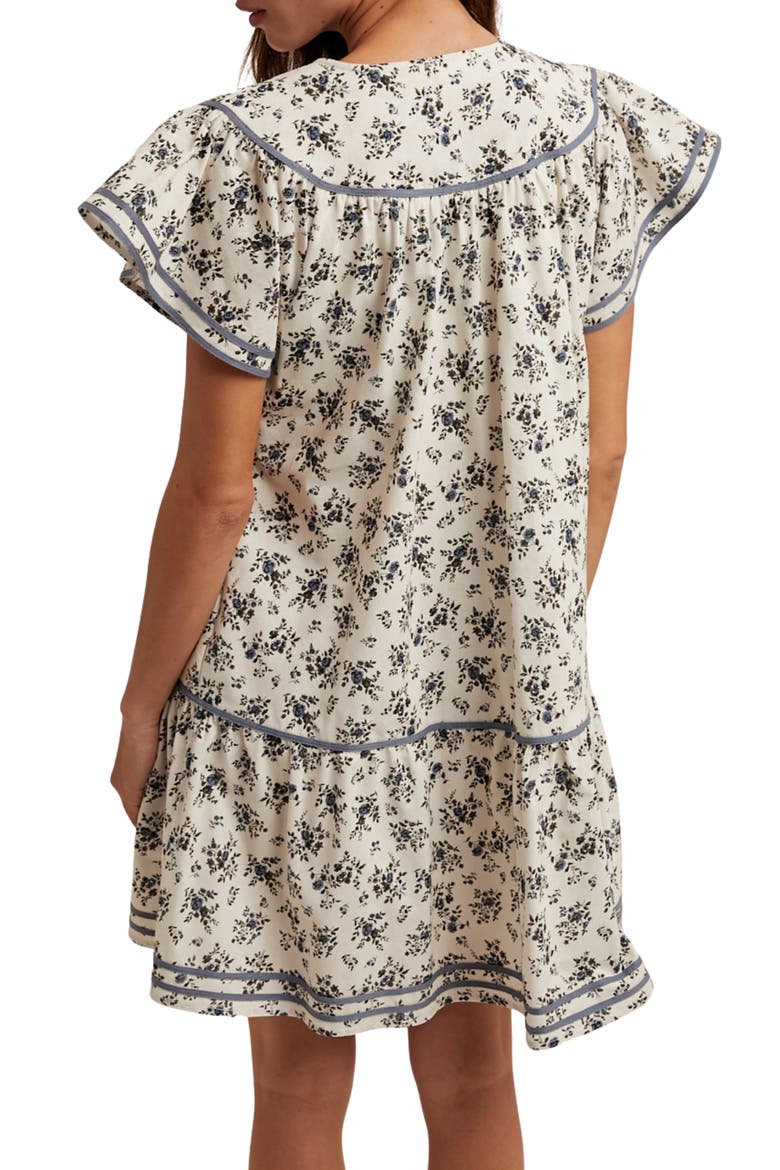 Flutter Sleeve Minidress, Alternate, color, CREAM/ BLUE