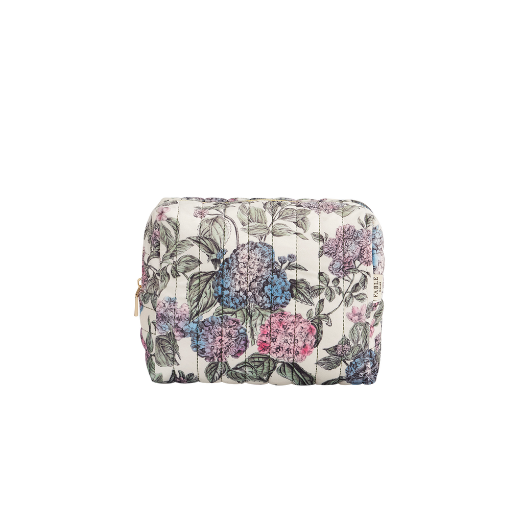 Fable England Hydrangea Large Quilted Makeup Bag In Purple
