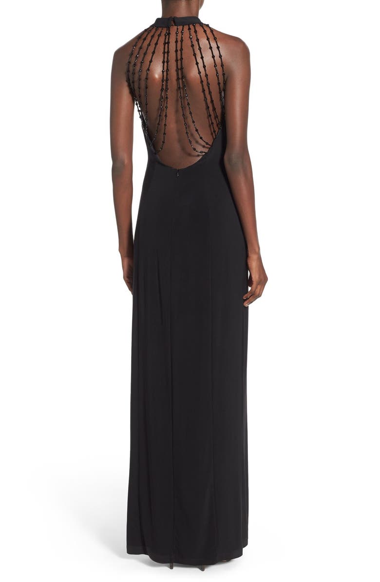 Jump Apparel 'Bree' Beaded Back Gown, Alternate, color, 