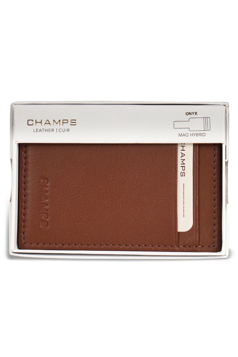 Onyx Leather RFID Hybrid Card Case, Alternate, color, BROWN