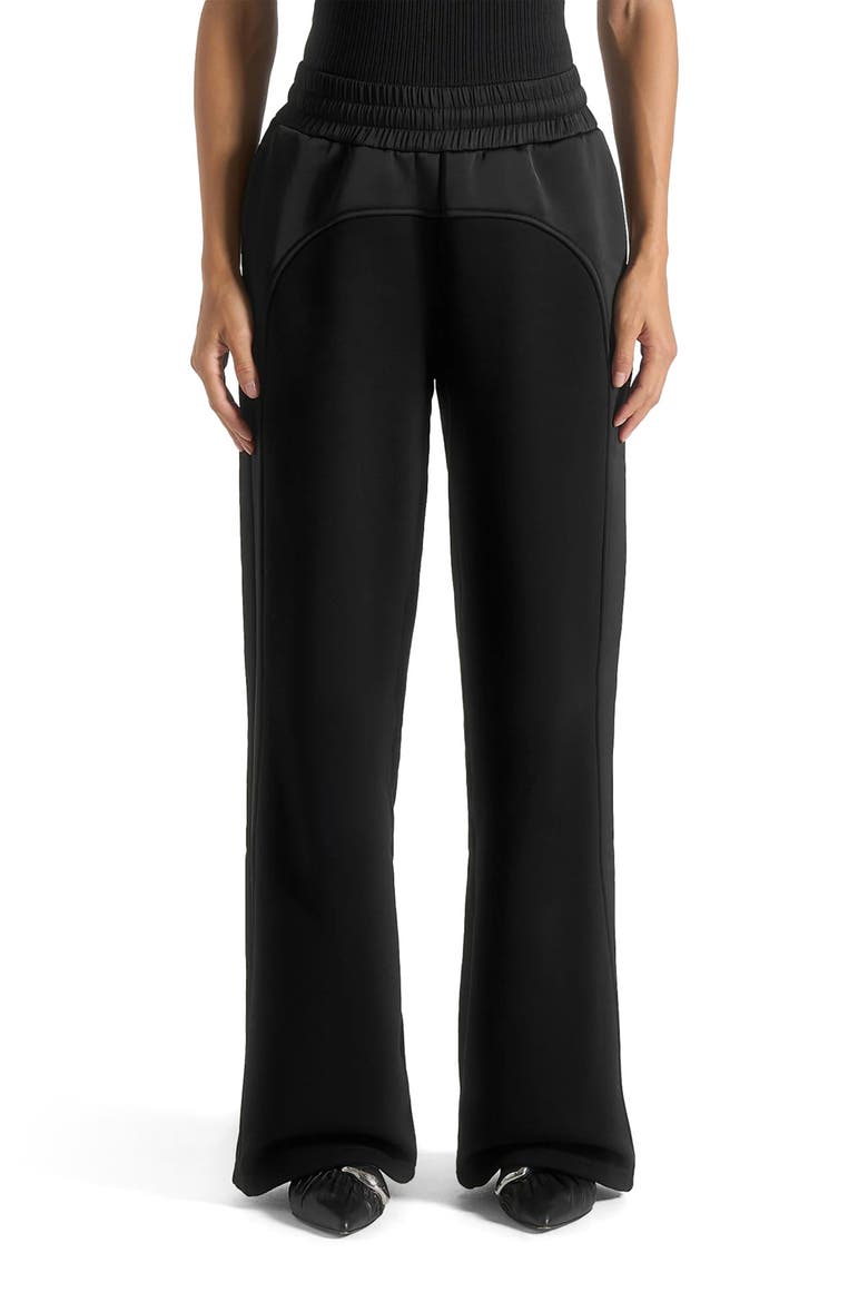 Loula Jersey And Satin Joggers, Main, color, Black