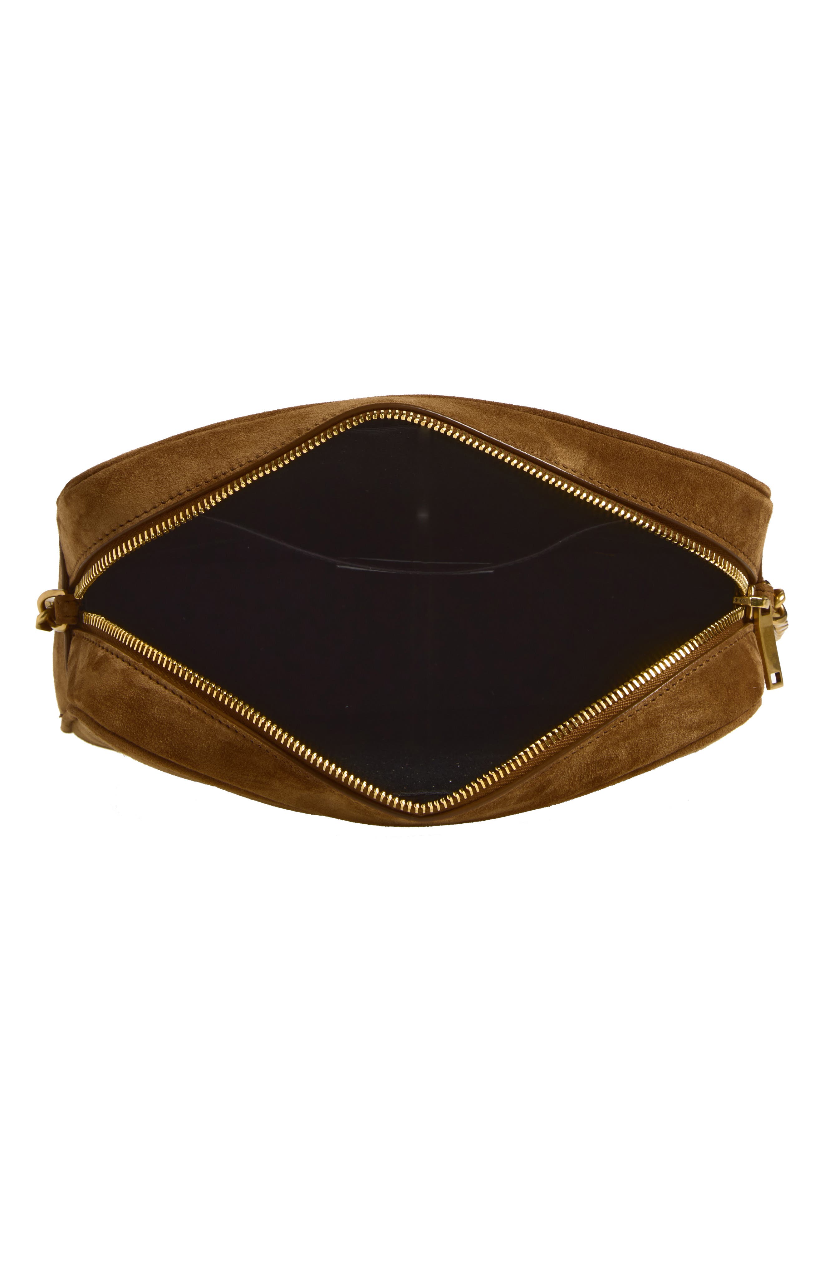 Loulou Matelassé Suede Camera Bag, Alternate, color, CARAMEL COGNAC