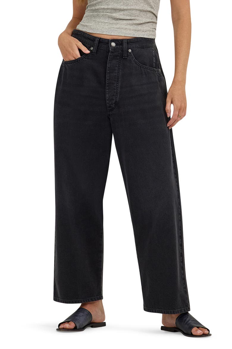 Button Fly High Waist Loose Fit Ankle Jeans, Main, color, DARK MEMORY