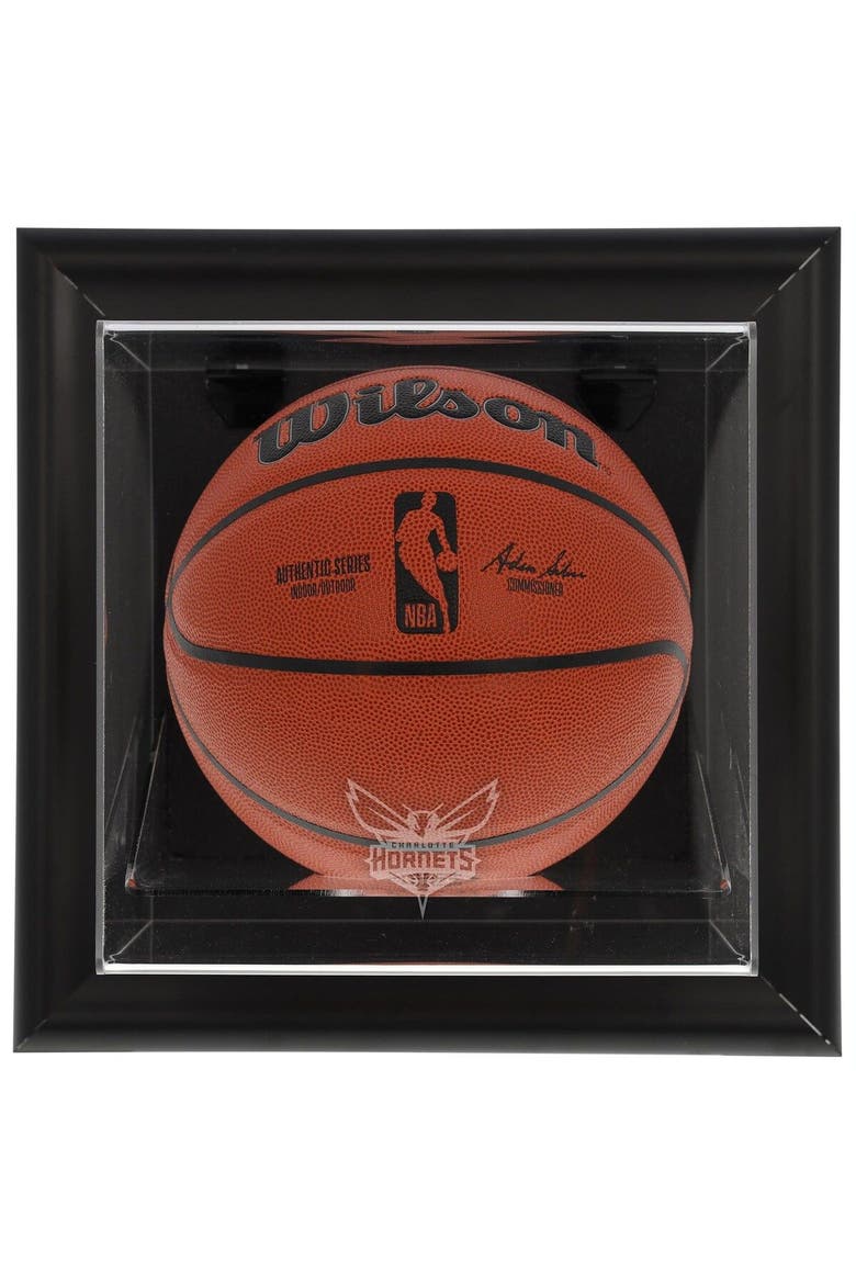 Charlotte Hornets Black Framed Wall-Mounted Team Logo Basketball Display Case, Main, color, Black