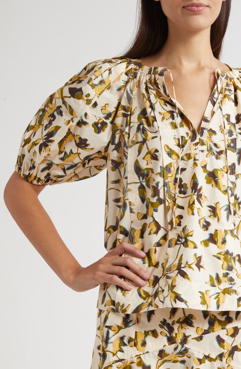 Ulla Johnson Tie Neck Puff Sleeve top, Alternate, color, Lucent