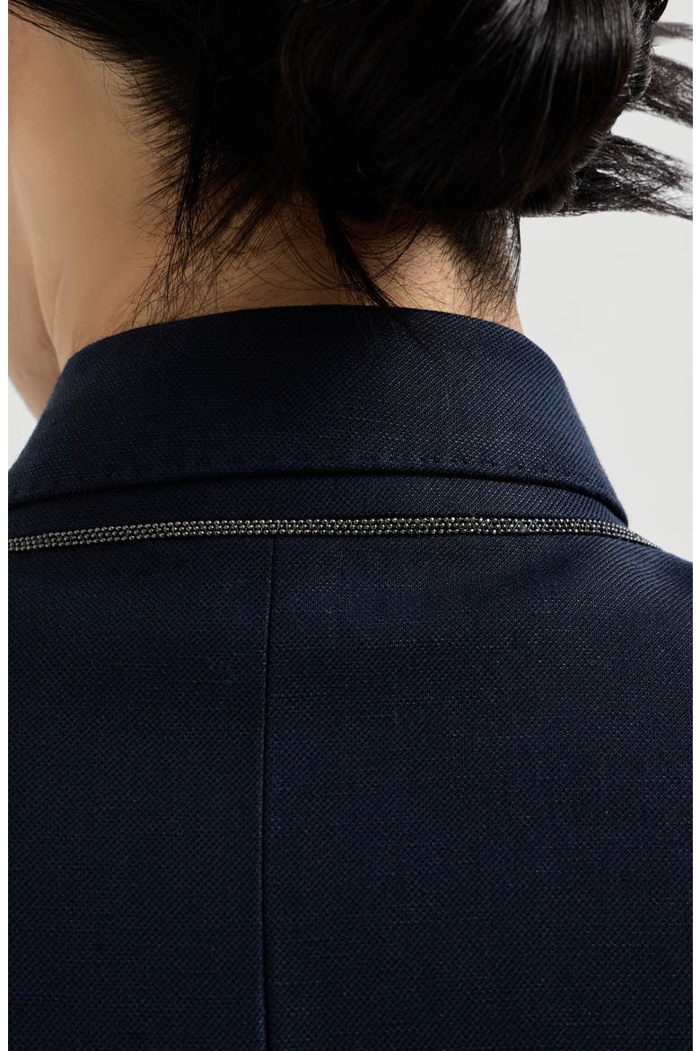 Fluid twill blazer with monili, Alternate, color, Blue