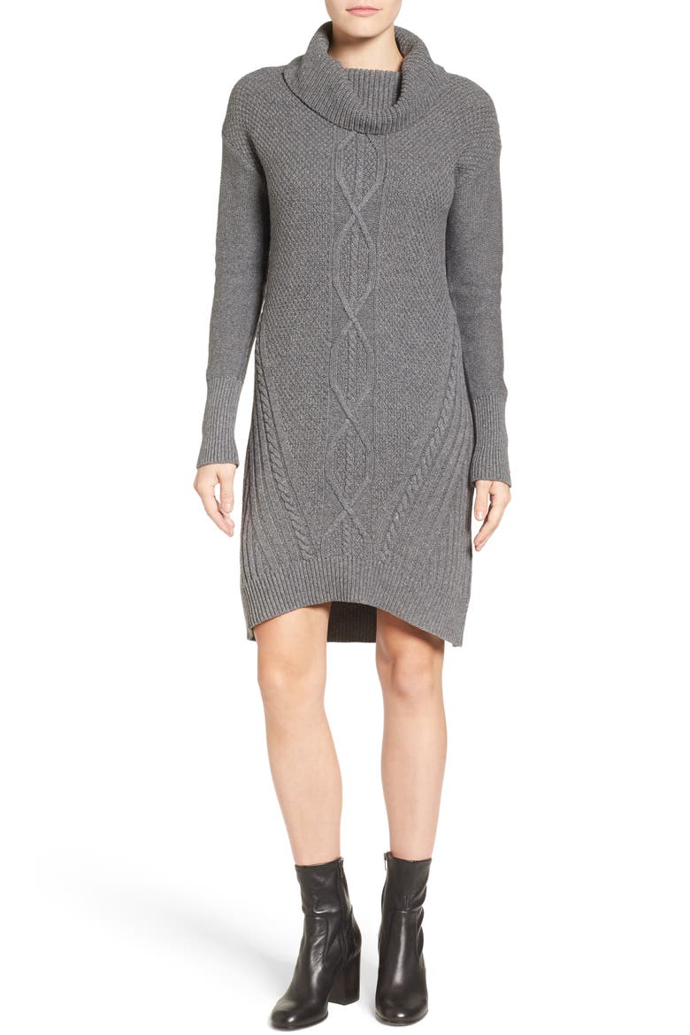 Cowl Neck Sweater Dress, Main, color, HEATHER DARK GREY