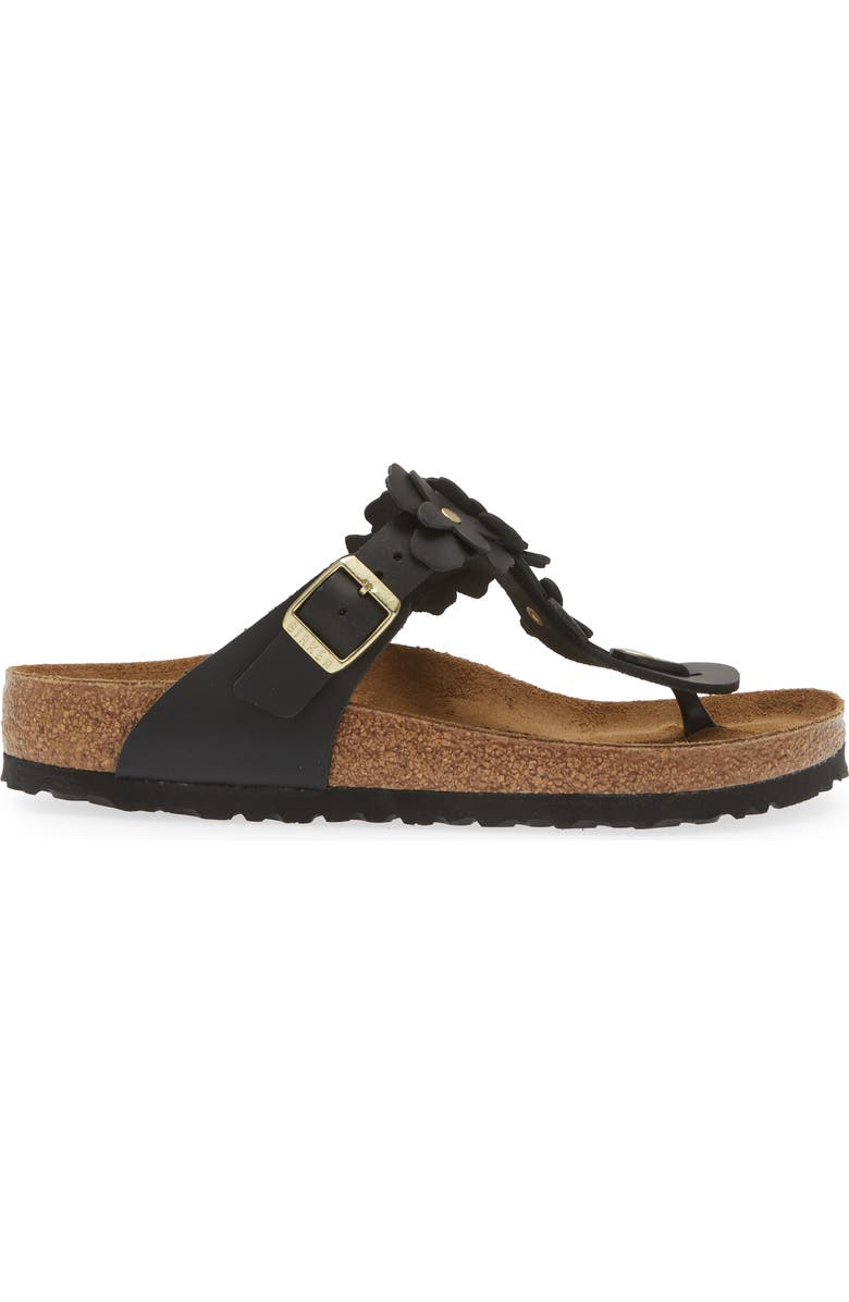 Birkenstock Gizeh Flower Flip Flop, Alternate, color, Black
