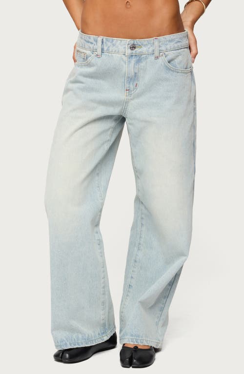 Edikted Ace Relaxed Low Rise Straight Leg Jeans In Blue