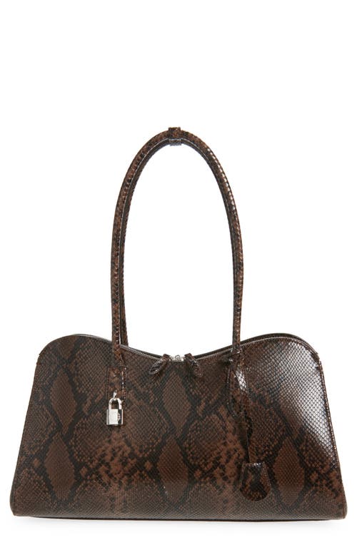 Stella Mccartney Ryder Snakeskin Embossed Faux Leather Tote In Brown