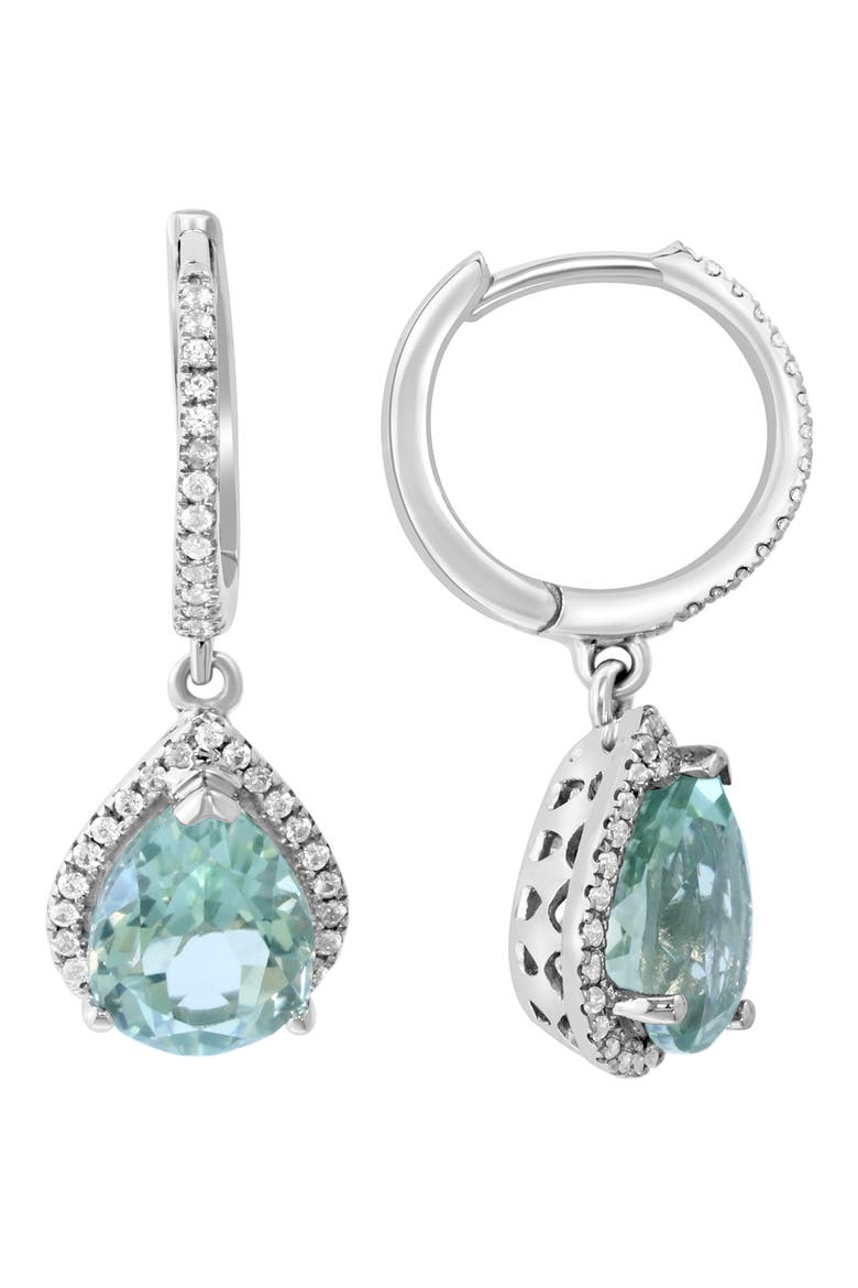 Green Zircon & Diamond Drop Earrings - 0.44ct., Main, color, GREEN
