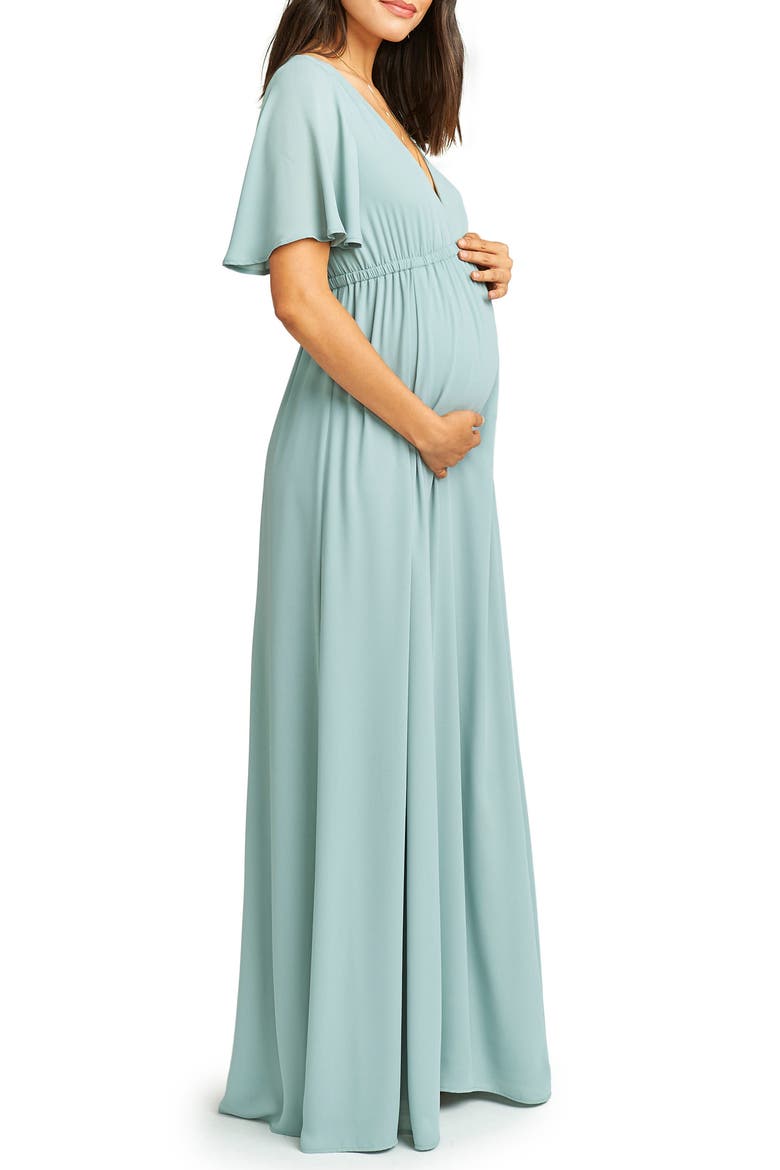 Emily Chiffon A-Line Gown, Alternate, color, SILVER SAGE CRISP