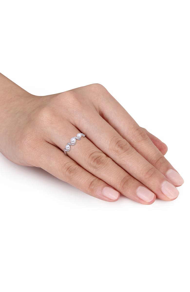 DELMAR 14K White Gold 3.5–4mm Cultured Freshwater Pearl & Diamond Ring - 0.10ct., Alternate, color, 