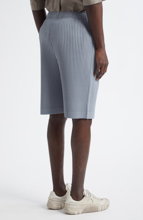 Issey Miyake Ns Gray Blue Pleats Regular-fit Knitted Shorts In Gray Blue