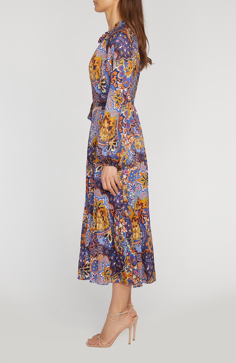 Elie Tahari The Sienna Print Long Sleeve Stretch Silk Maxi Dress, Alternate, color, 