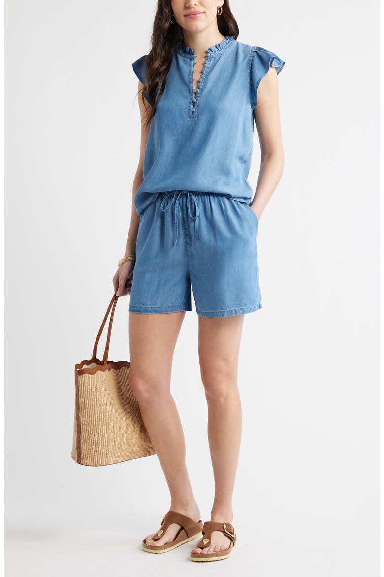 Pull-On Chambray Shorts, Alternate, color, MEDIUM WASH