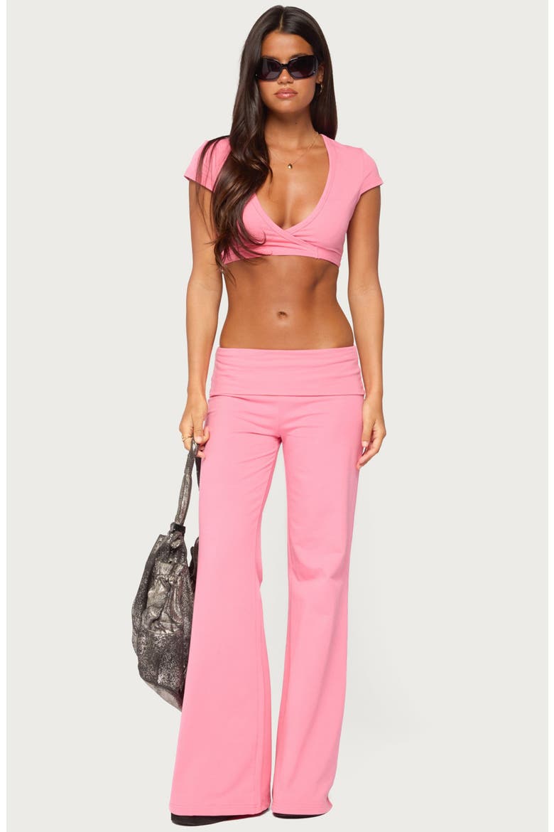 Laverne Wrap Crop T-Shirt, Alternate, color, PINK