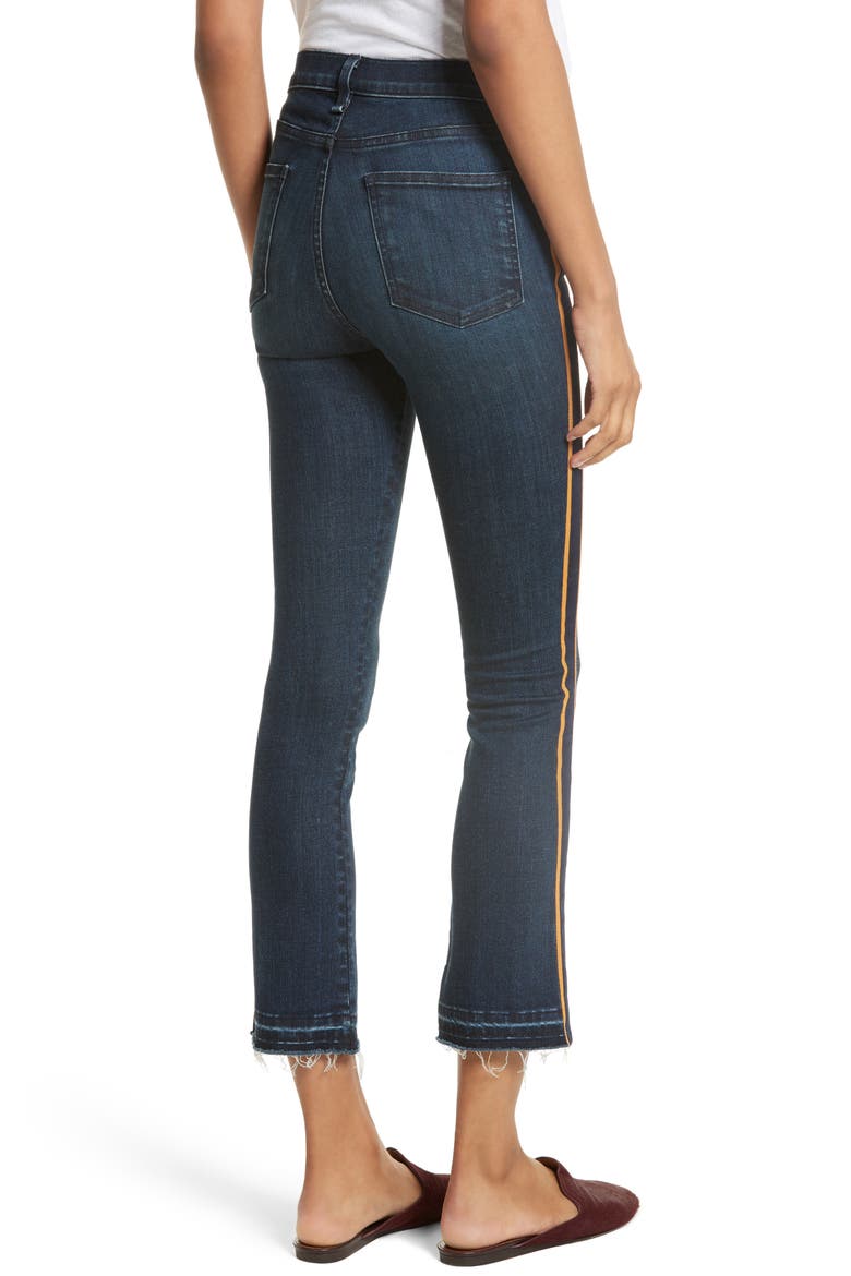 Carolyn Tuxedo Stripe Baby Boot Crop Jeans, Alternate, color, MIDNIGHT/ FRAY/ GOLD STRIPE