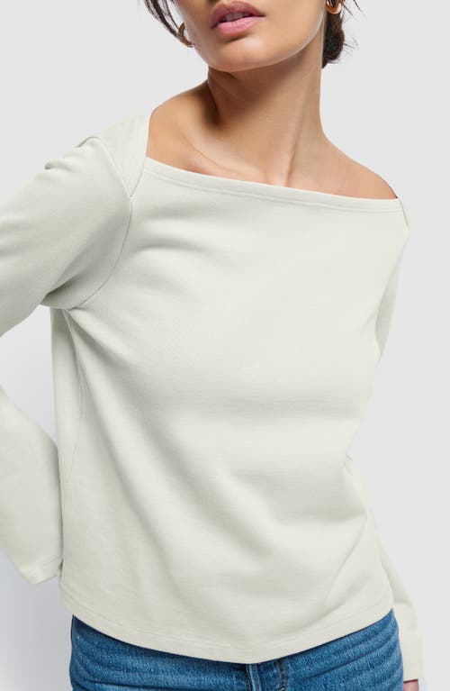 Shop Nation Ltd Bryce Long Sleeve Boat Neck Cotton T-shirt In Porcelain