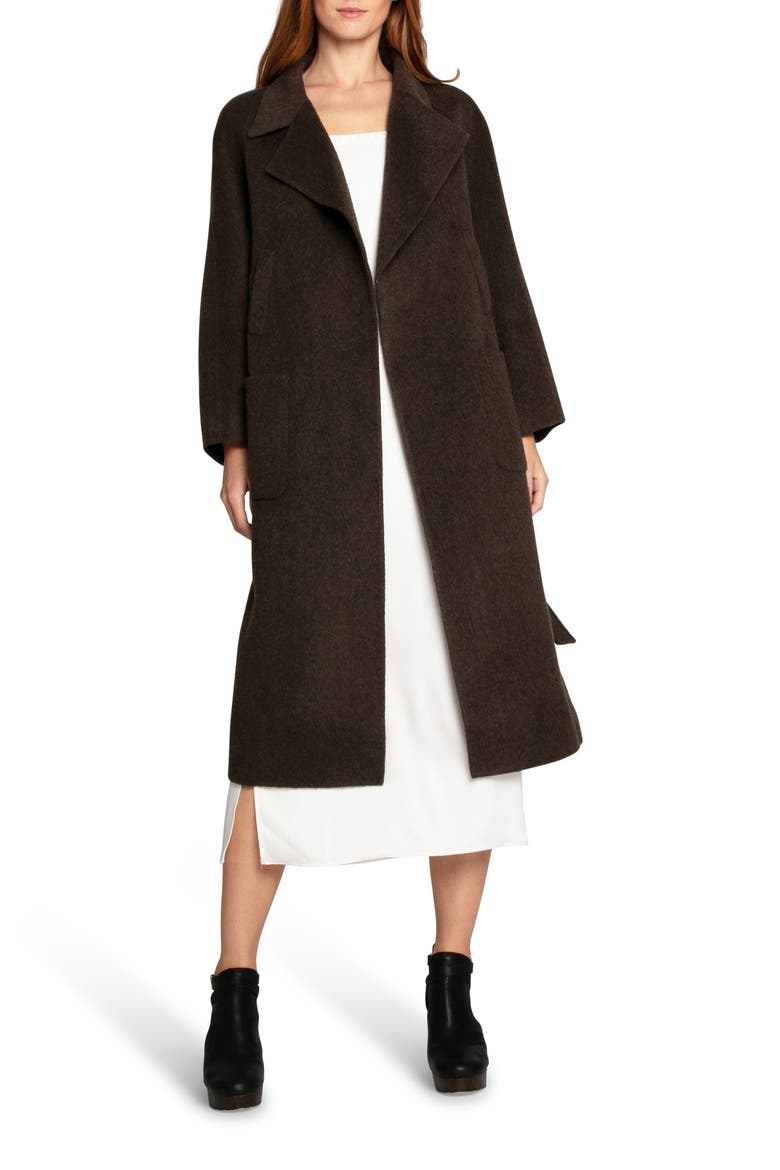 Belted Wool Blend Coat, Main, color, BROWN