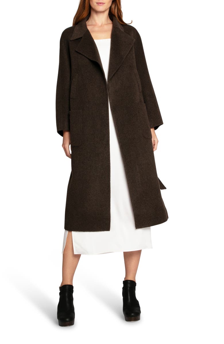 Belle & Bloom Belted Wool Blend Coat, Main, color, Brown