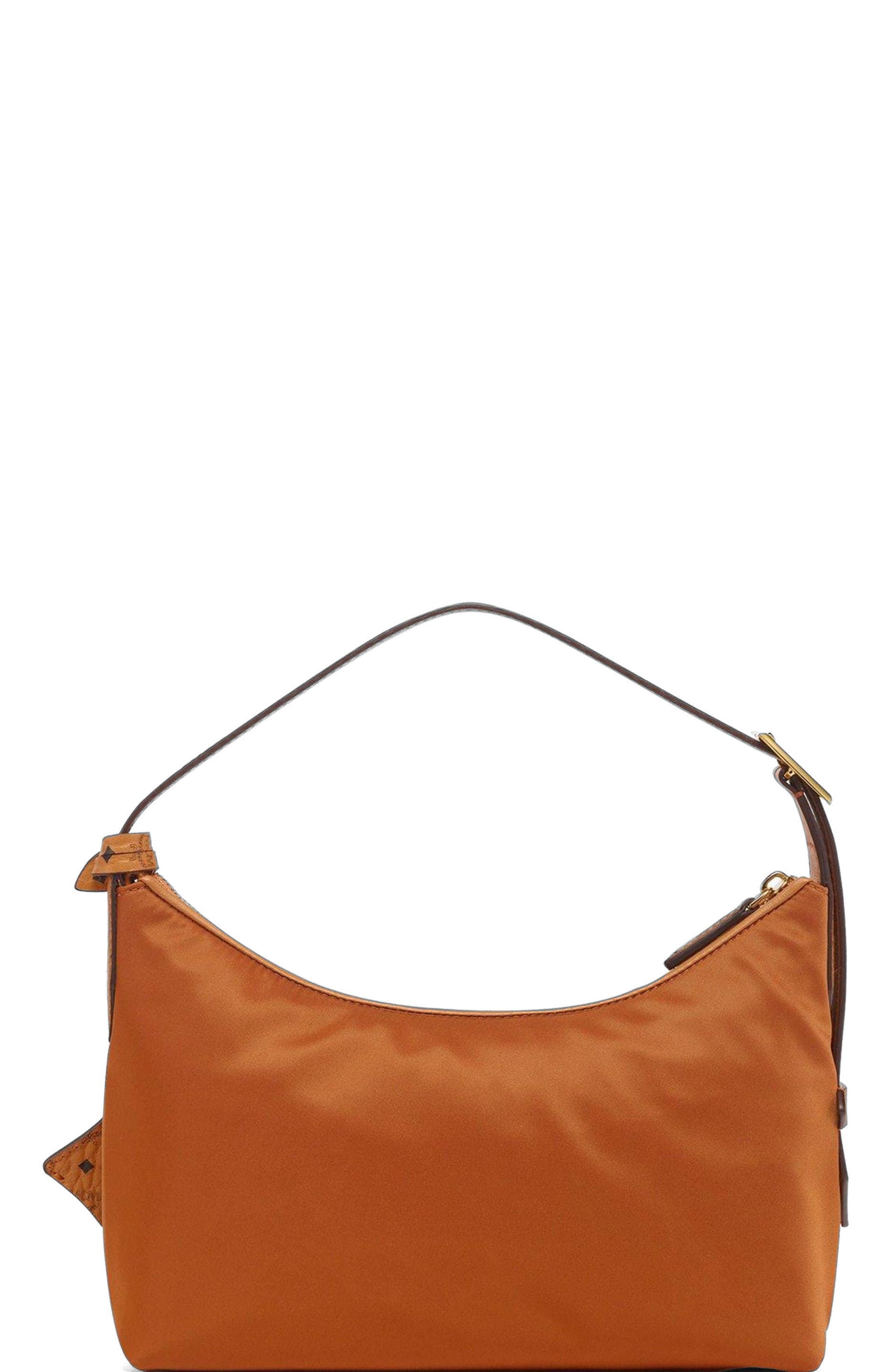 MCM Aren Hobo in Recycled Nylon and Monogram Print Leather, Alternate, color, 