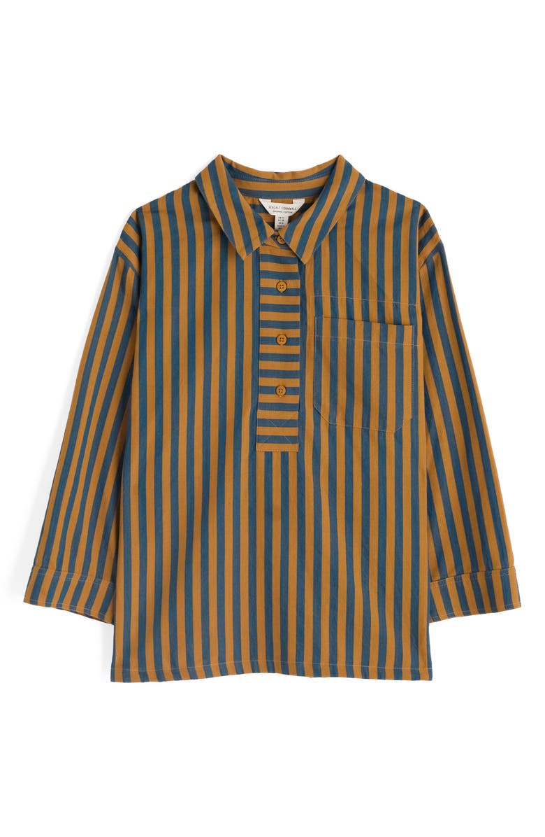 Seasalt Cornwall Oak Leaf Stripe Organic Cotton Half Placket Shirt, Alternate, color, 