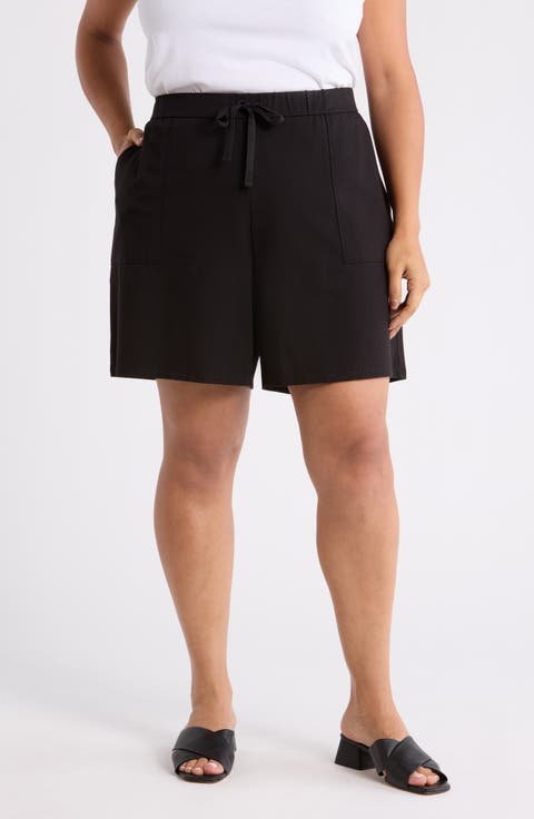 Stretch Organic Cotton Drawstring Shorts (Plus)