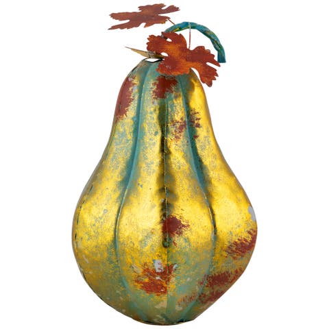 Gourd Metal Fall Harvest Decoration - 14" - Gold and Orange