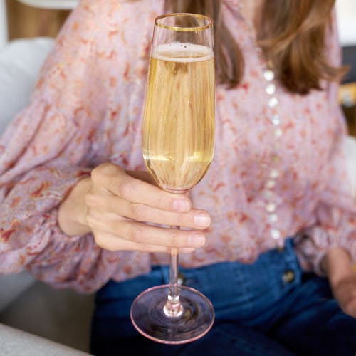 Twine Rose Crystal Champagne Flutes Set Of 2 In Pink
