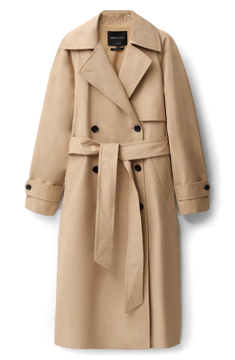 MANGO Oversize Long Cotton Trench Coat, Alternate, color, 