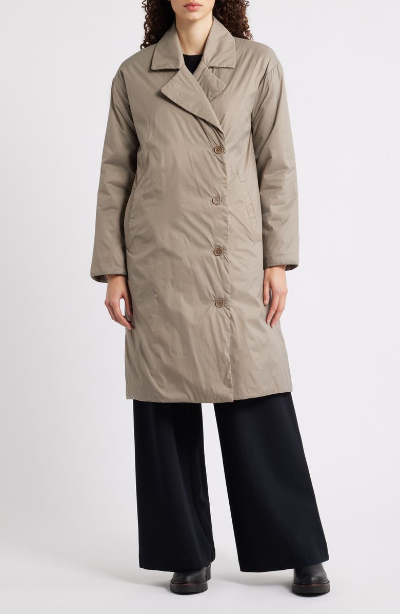 Eileen Fisher High Collar Padded Longline Coat, Alternate, color, Reed