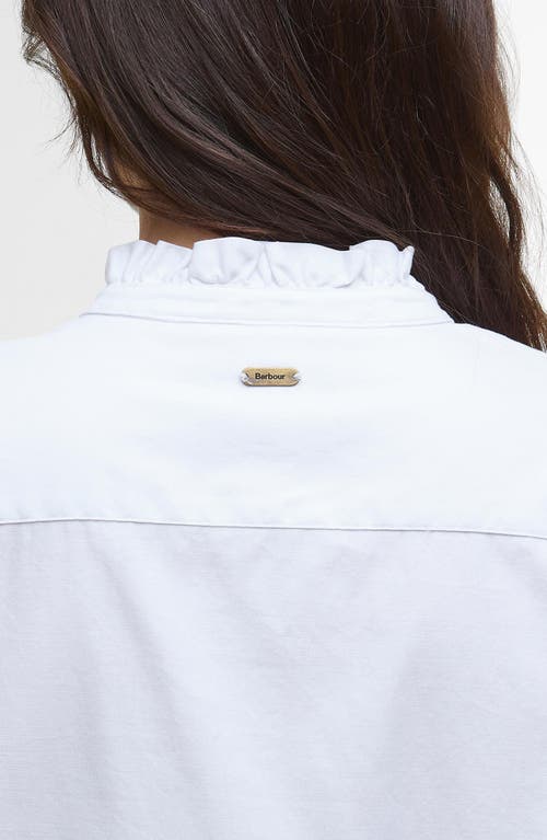 Barbour Embleton Ruffle Cotton Button-up Shirt In White