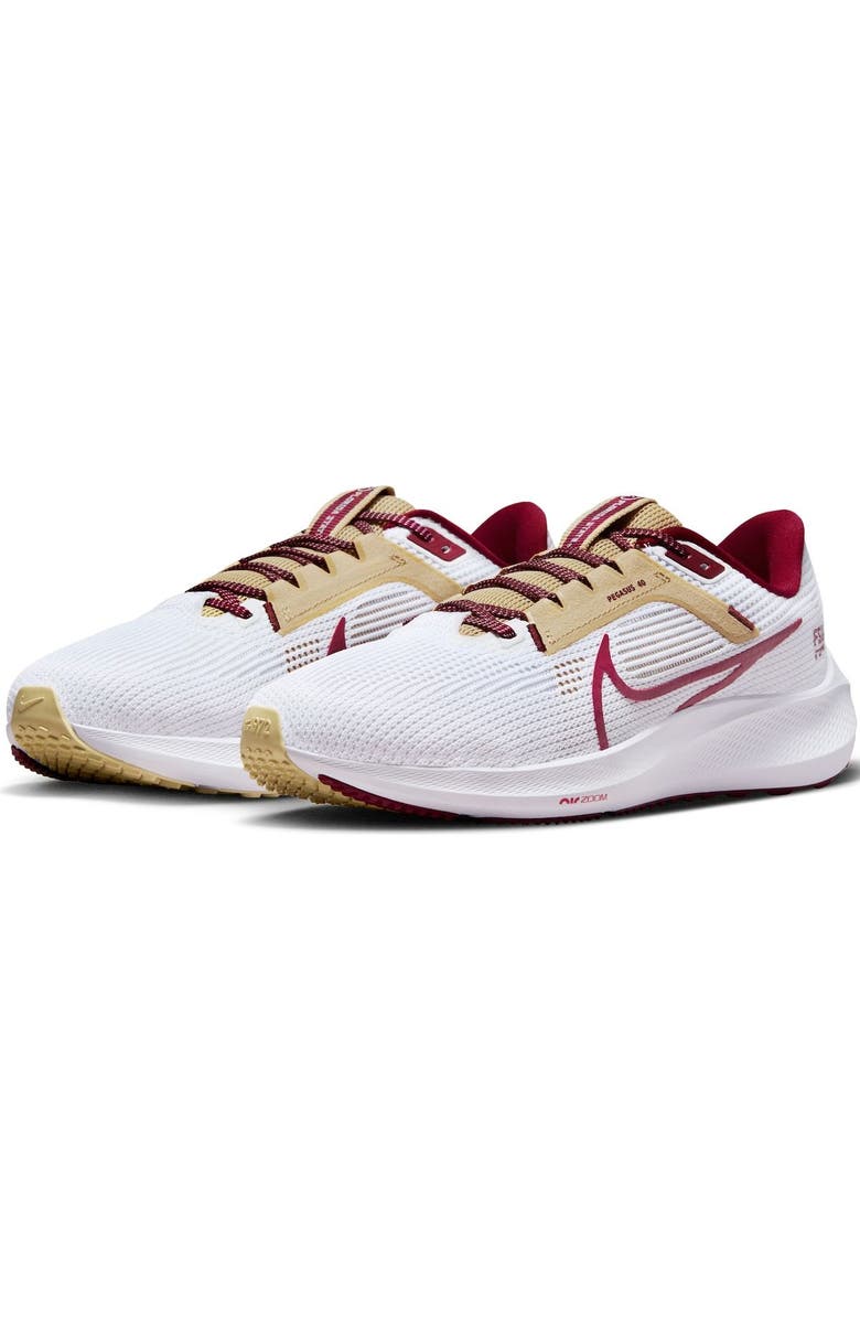 Nike Unisex Nike White Florida State Seminoles Zoom Pegasus 40 Running Shoe, Main, color,