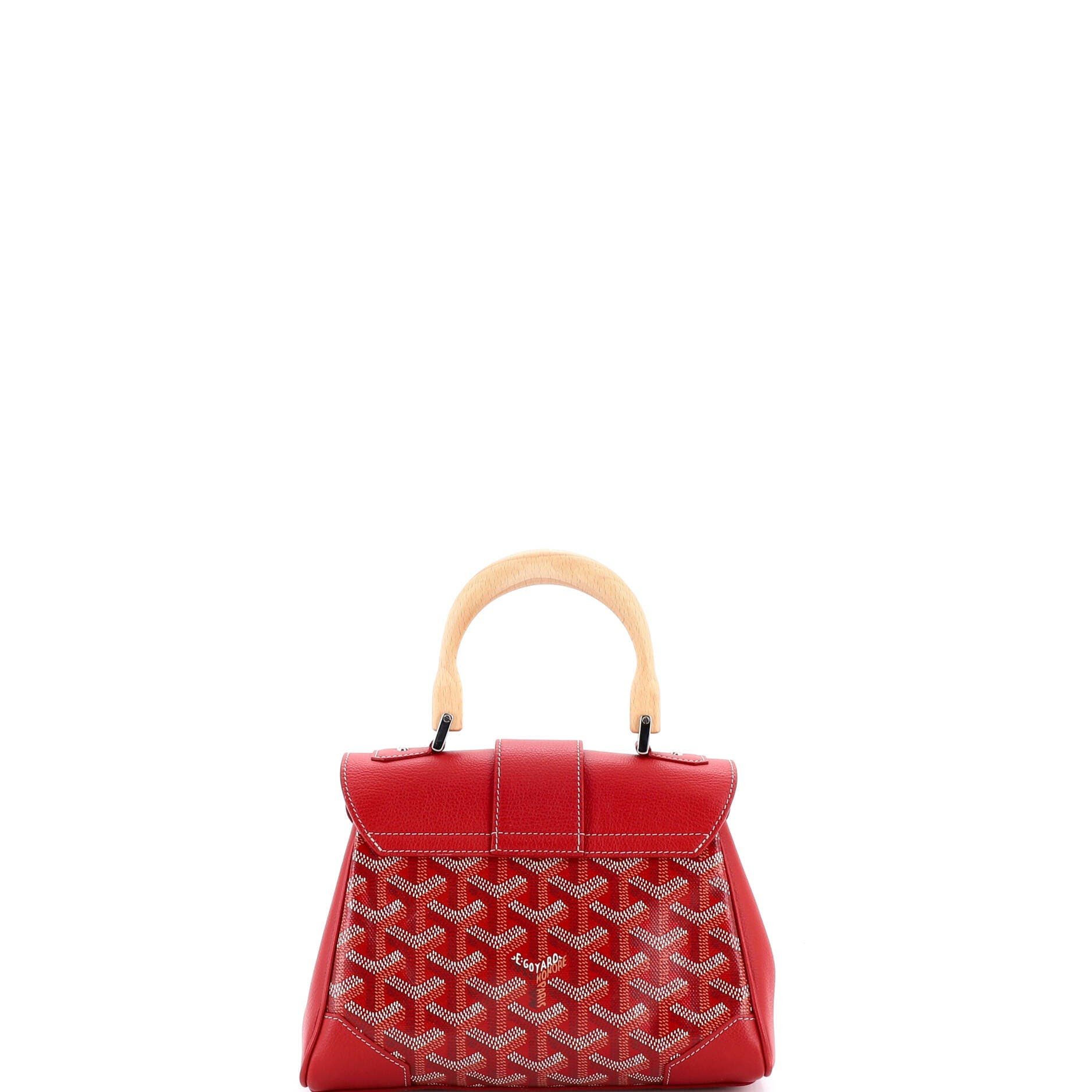 Pre-Owned Goyard Saigon Top Handle Bag Coated Canvas with Leather Mini, Alternate, color, Red