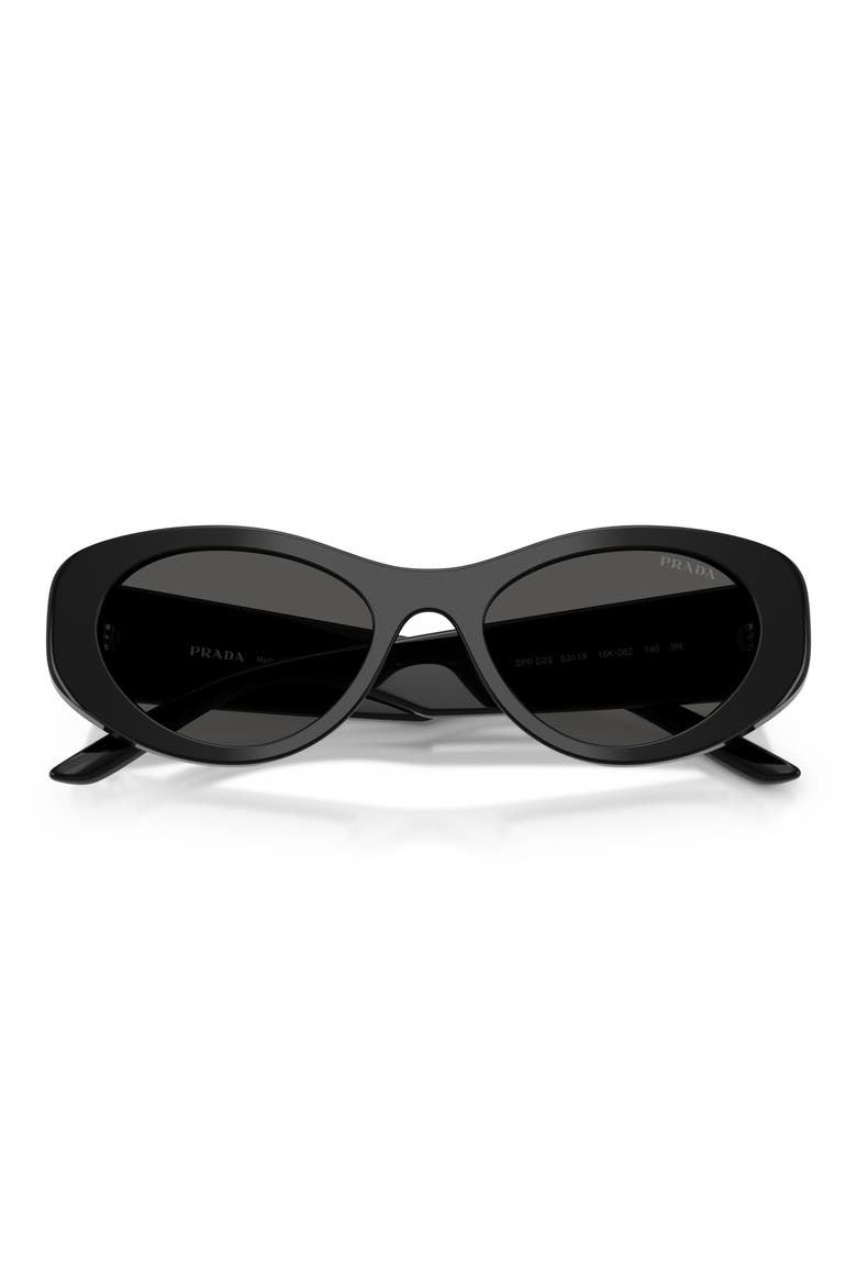 PR D23SU 53mm Oval Sunglasses, Alternate, color, BLACK / DARK GREY