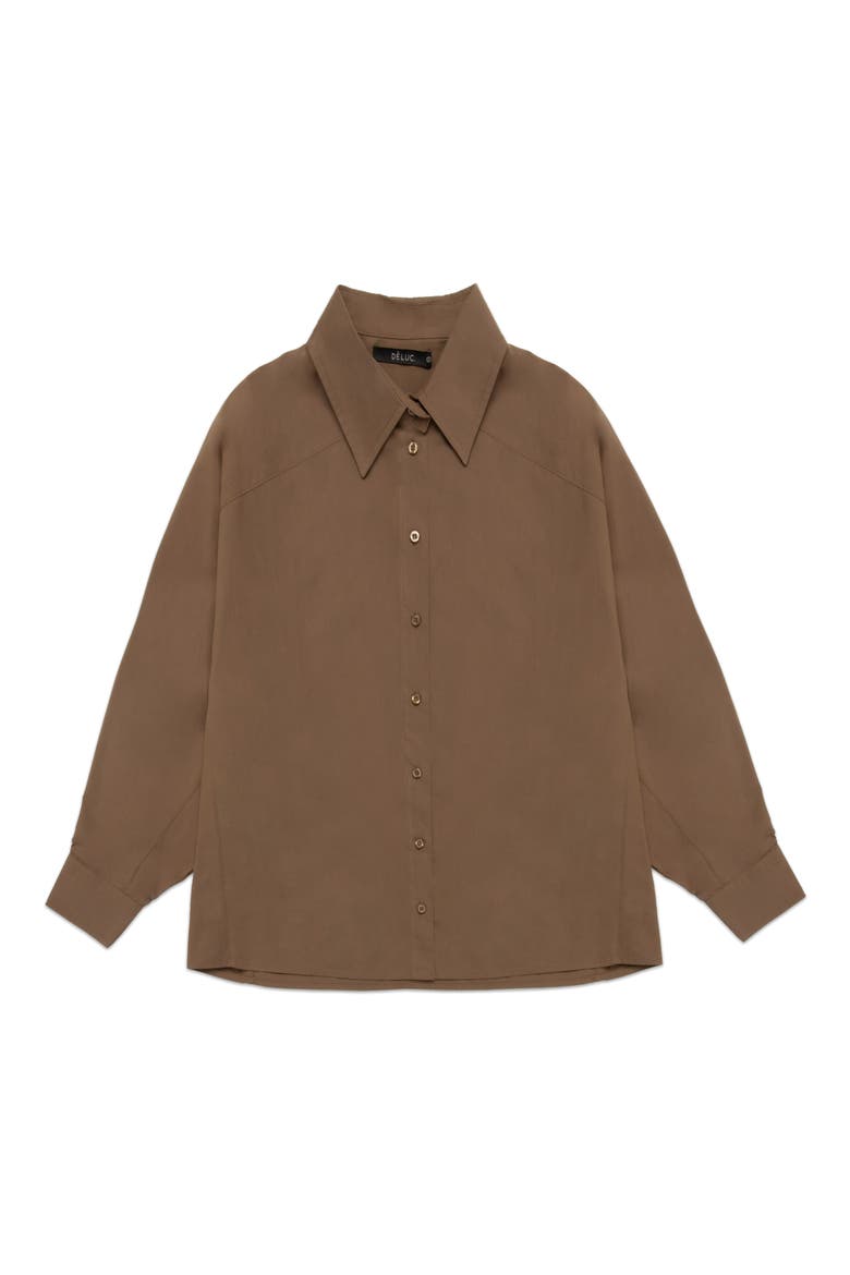 Howie Oversize Cotton Poplin Shirt, Alternate, color, CARAMEL