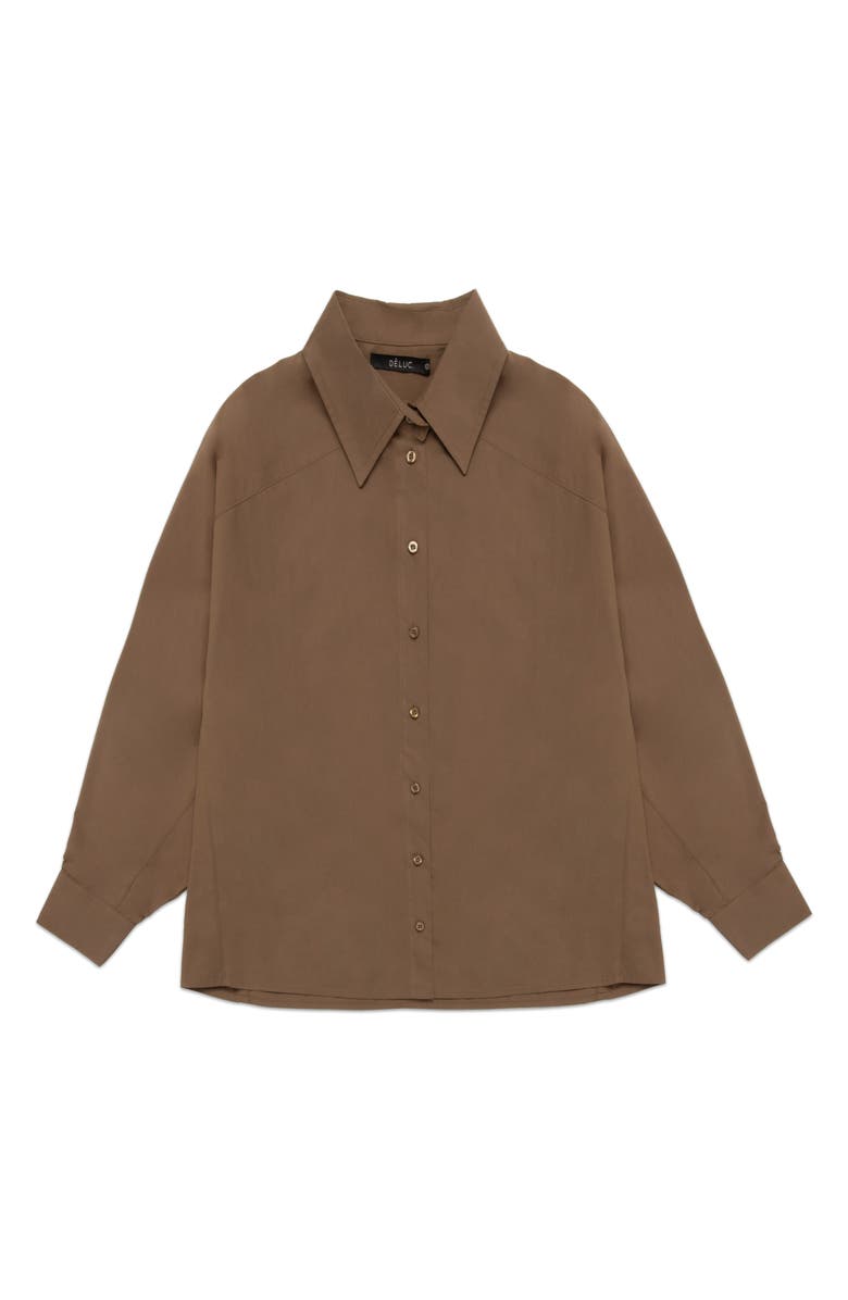 DELUC Howie Oversize Cotton Poplin Shirt, Alternate, color, Caramel