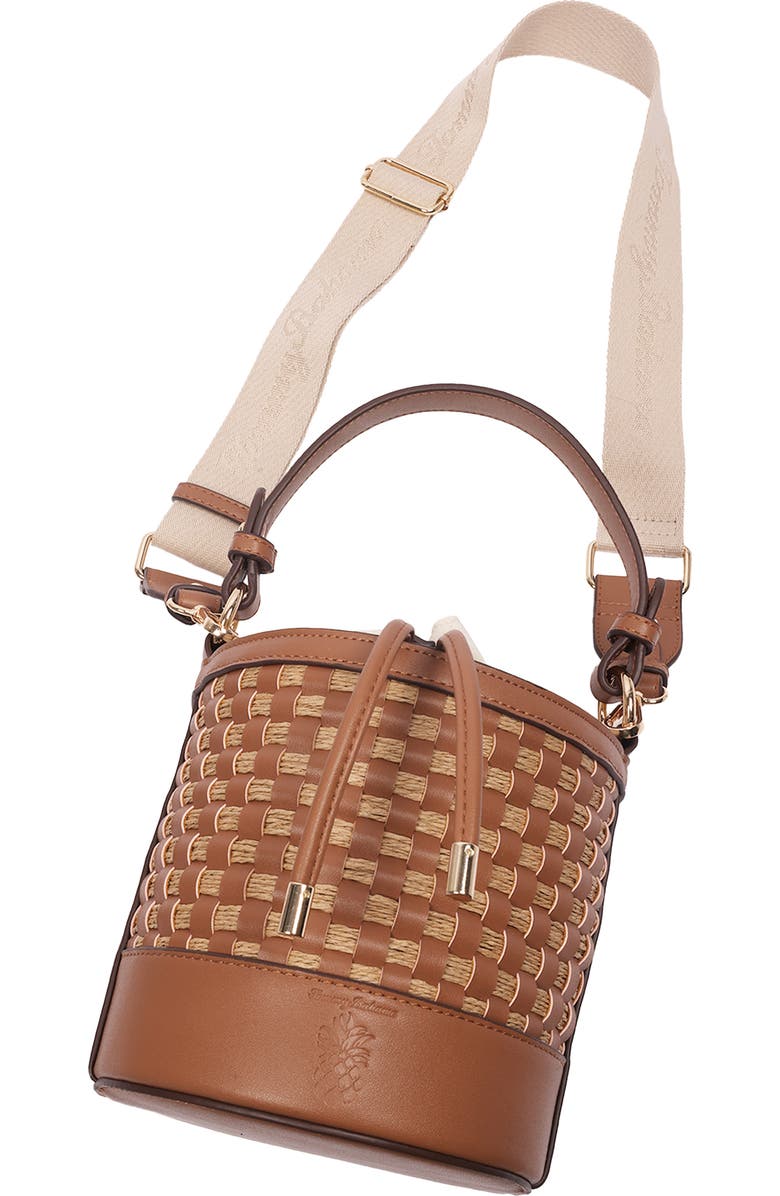 Tommy Bahama Raffia Woven Bucket Bag, Alternate, color, Brown