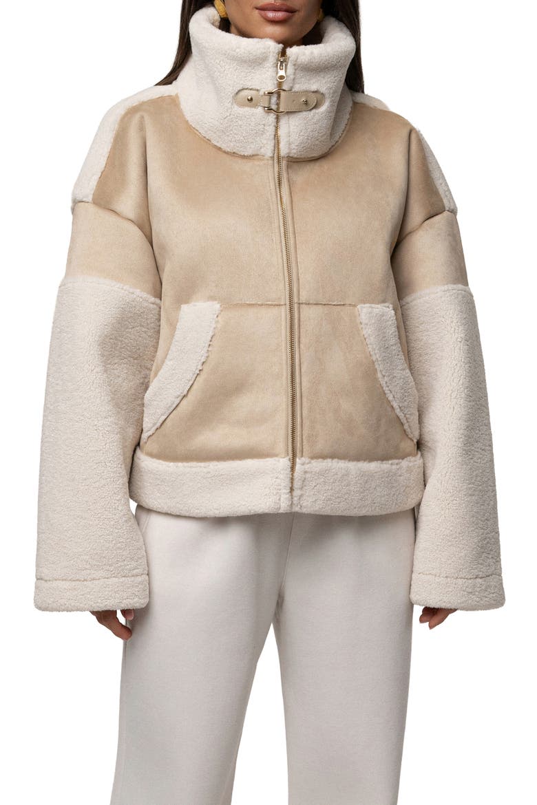 Faux Shearling Coat, Main, color, SAND