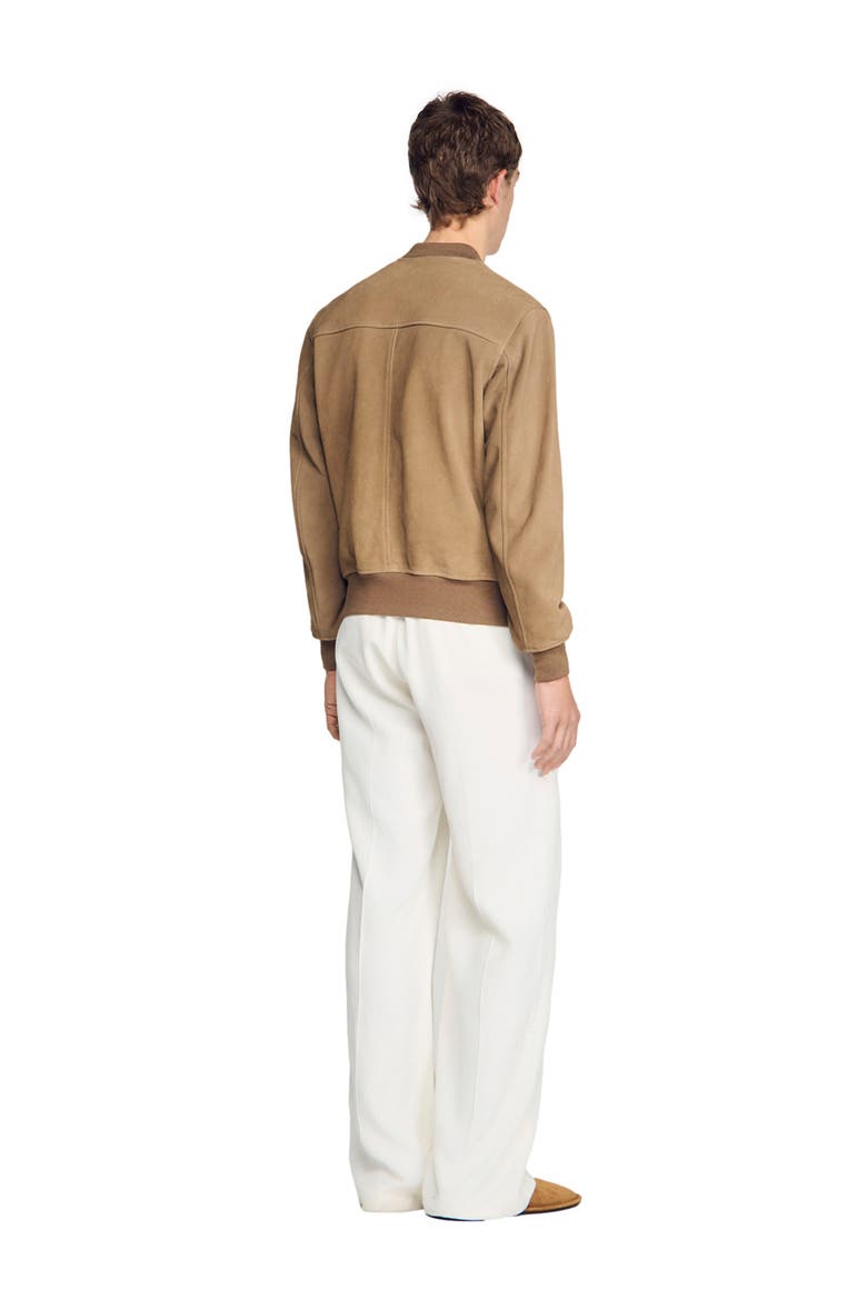 Zip-up split leather jacket, Alternate, color, Cappucino