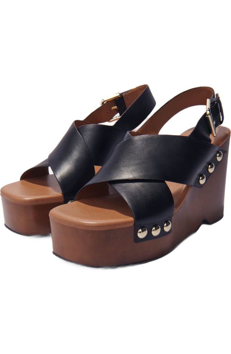 maje Leather platform sandals, Alternate, color,
