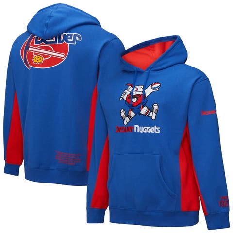 Men's Mitchell & Ness Royal Denver Nuggets Hardwood Classics Team Origins Fleece Pullover Hoodie