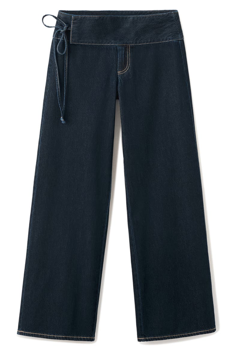 Kids' Tie Detail Wide Leg Jeans, Alternate, color, OPEN BLUE