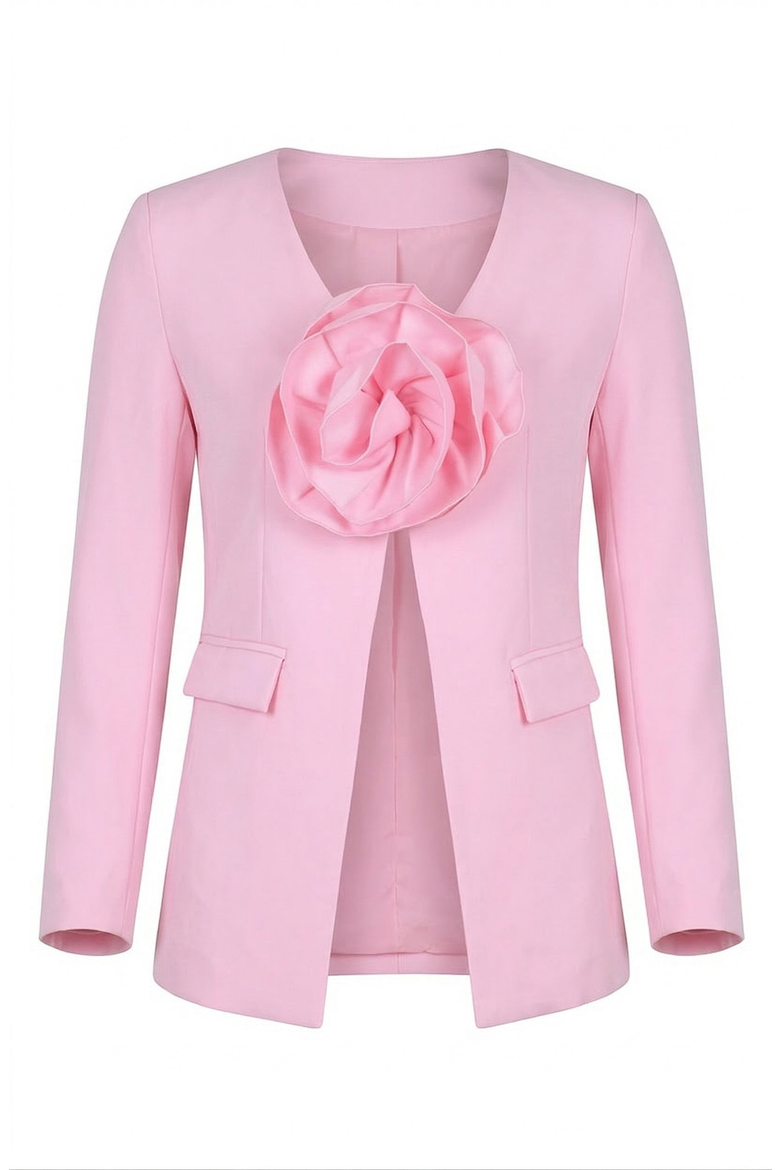 Rose Detail Blazer, Alternate, color, Pink